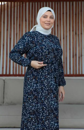 Robe Ceinturée Grande Taille 4579D-01 Bleu 4579D-01