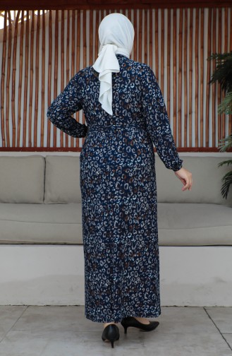 Grote Maten Jurk Met Riem 4579D-01 Blauw 4579D-01