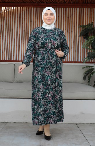 Robe Ceinturée Grande Taille 4579H-01 Vert Emeraude 4579H-01
