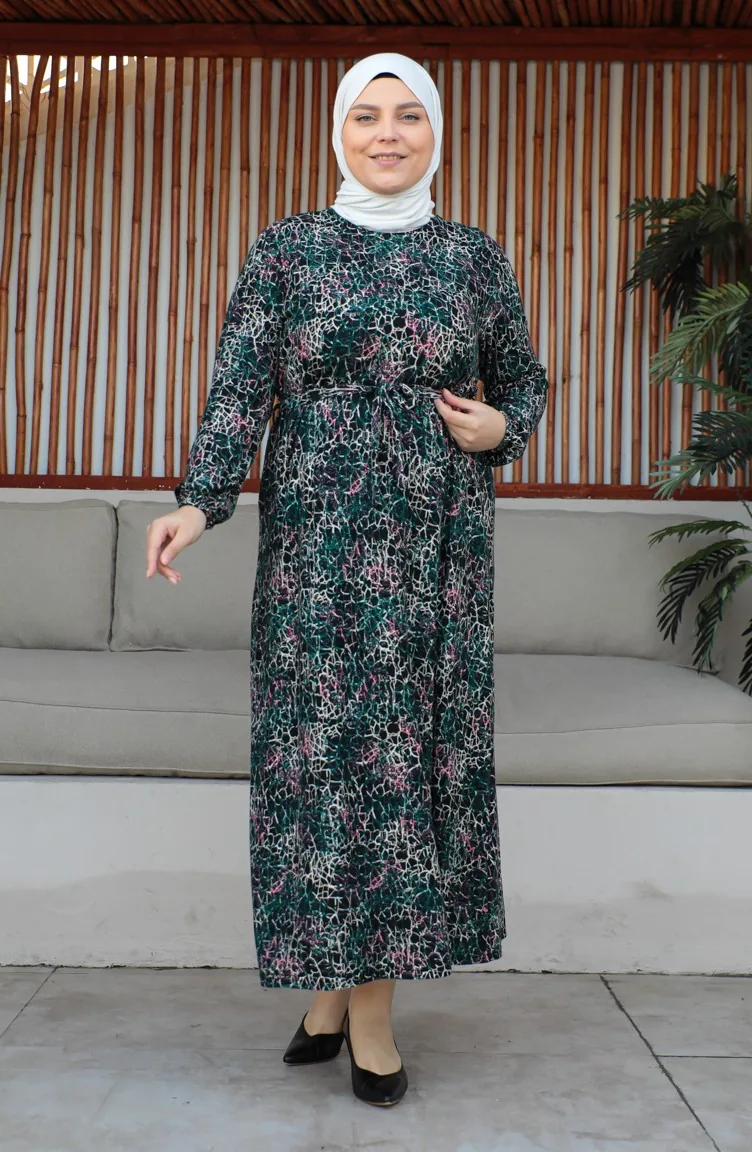 Robe Ceinturée Grande Taille 4579H-01 Vert Emeraude 4579H-01