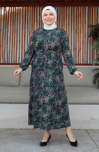 Robe Ceinturée Grande Taille 4579H-01 Vert Emeraude 4579H-01