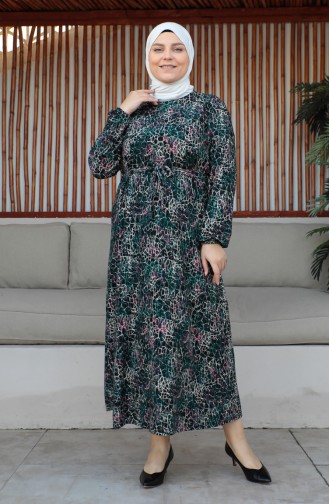 Robe Ceinturée Grande Taille 4579H-01 Vert Emeraude 4579H-01