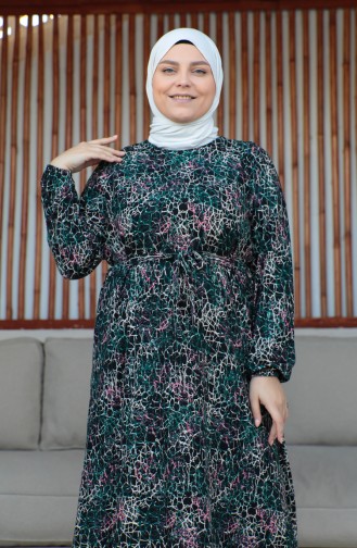 Robe Ceinturée Grande Taille 4579H-01 Vert Emeraude 4579H-01