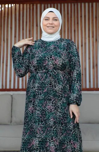 Robe Ceinturée Grande Taille 4579H-01 Vert Emeraude 4579H-01