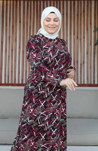 Robe Ceinturée Grande Taille 4579J-01 Rouge Claret 4579J-01