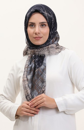Patterned Scarf 13234-02 Denim Blue Navy Blue 13234-02