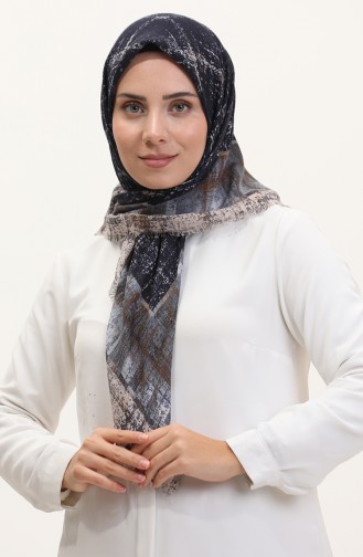Patterned Scarf 13234-02 Denim Blue Navy Blue 13234-02