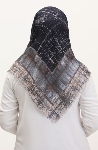 Patterned Scarf 13234-02 Denim Blue Navy Blue 13234-02
