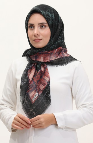 Desenli Flamlı Eşarp 13234-04 Taba Çağla Yeşili