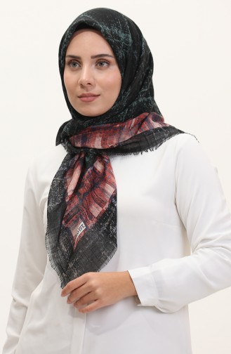 Desenli Flamlı Eşarp 13234-04 Taba Çağla Yeşili