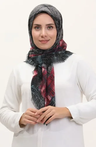 Gemusterter Flammenschal 13234-11 Grau Şekerpink 13234-11