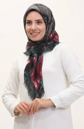 Gemusterter Flammenschal 13234-11 Grau Şekerpink 13234-11