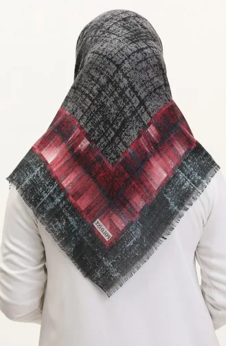Gemusterter Flammenschal 13234-11 Grau Şekerpink 13234-11