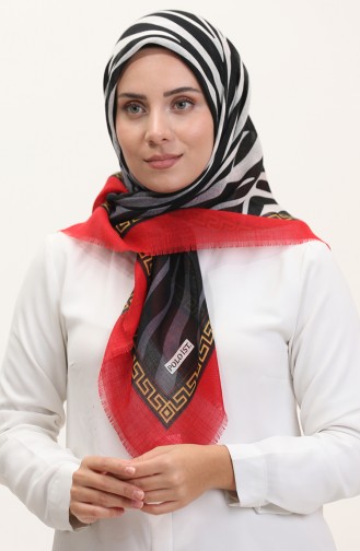 Zebra Patterned Scarf 13235-13 Red Black 13235-13