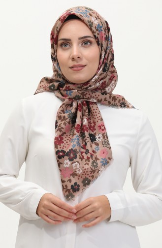 Floral Patterned Soft Scarf 13238-04 Pink Cherry 13238-04