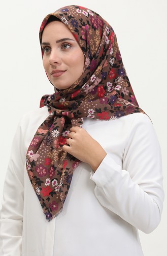 إيشارب سوفت بنقش أزهار  13238-05 بنفسجي وردي فاتح 13238-05