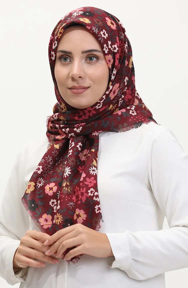 Weicher Schal Mit Blumenmuster 13238-13 Claret Red Dusty Rose 13238-13