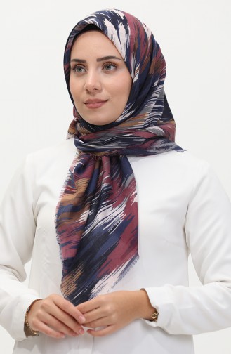 Patterned Soft Scarf 13239-08 Dark Blue Dusty Rose 13239-08