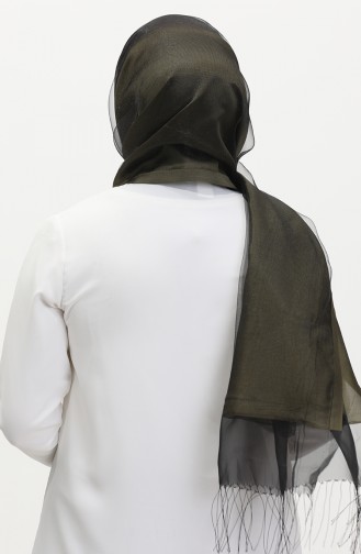 Tulle Shawl 1265-32 Dark Khaki Black 1265-32