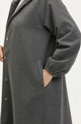 Langes Genähtes Cape Mit Kapuze 3198-02 Grau 3198-02