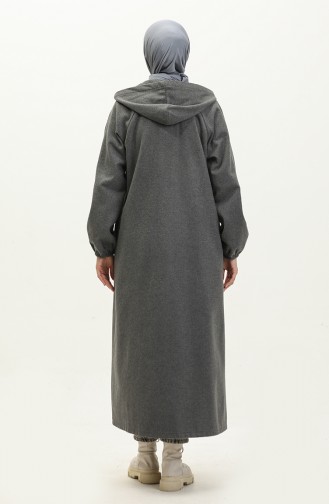 Hooded Long Stitched Cape 3198-02 Gray 3198-02
