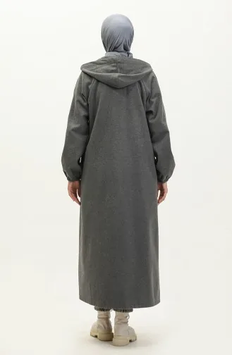 Langes Genähtes Cape Mit Kapuze 3198-02 Grau 3198-02