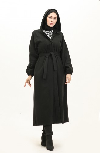 Hooded Long Stitched Cape 3198-03 Black 3198-03