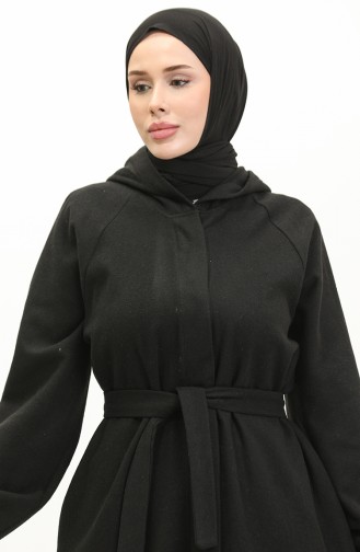 Hooded Long Stitched Cape 3198-03 Black 3198-03