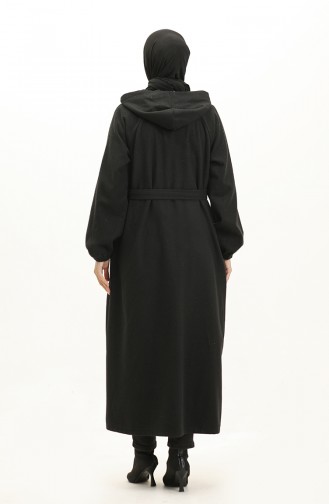 Hooded Long Stitched Cape 3198-03 Black 3198-03