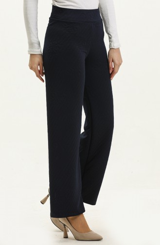 Patterned wide Leg Trousers 0140-03 Dark Blue 0140-03