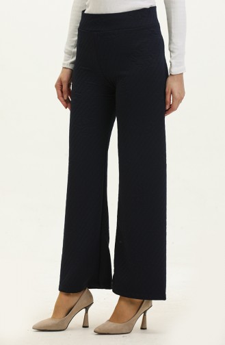 Patterned wide Leg Trousers 0140-03 Dark Blue 0140-03