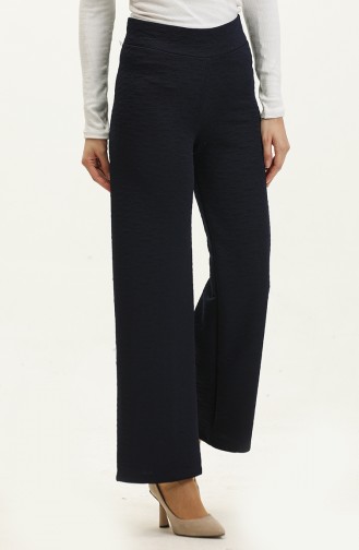 Patterned wide Leg Trousers 0141-01 Dark Blue 0141-01