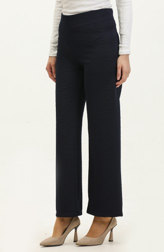 Patterned wide Leg Trousers 0141-01 Dark Blue 0141-01