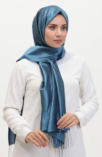 Tassel Taffeta Shawl 1267-33 Petrol Blue 1267-33