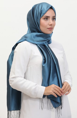 Tassel Taffeta Shawl 1267-33 Petrol Blue 1267-33