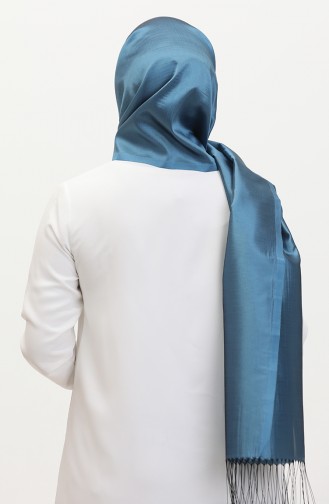 Tassel Taffeta Shawl 1267-33 Petrol Blue 1267-33