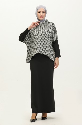 Patterned Blouse Skirt Double Suit 0142-01 Ecru 0142-01