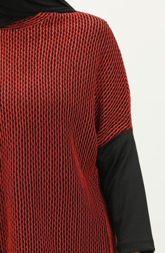 Desenli Bluz Etek İkili Takım 0143-01 Kırmızı