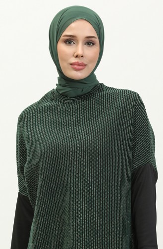 Ensemble Deux Pièces Blouse Jupe à Motifs 0143-02 Vert Emeraude 0143-02