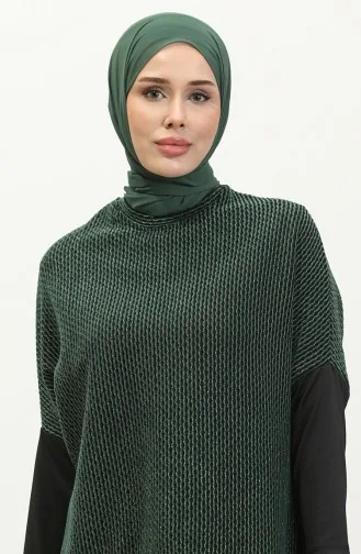 Desenli Bluz Etek İkili Takım 0143-02 Zümrüt Yeşili