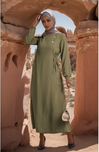 Vivezza Abaya Nouée Et Cloutée 8509-01 Khaki 8509-01