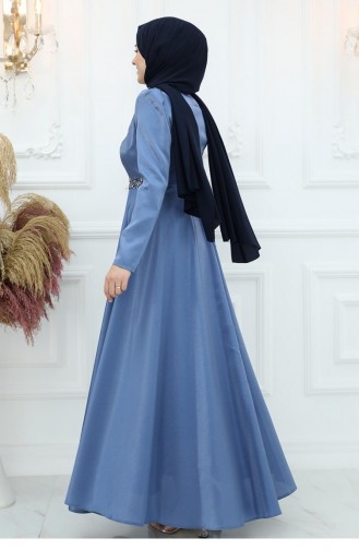 Amine Hüma Beren Robe De Soirée En Satin Indigo 2985