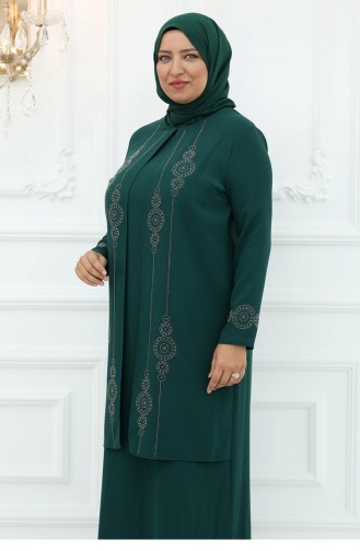 أمينة هوما صدف فستان سهرة زمردي 3000