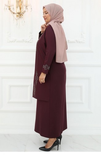 Amine Hüma Sedef Evening Dress Claret Red 3001