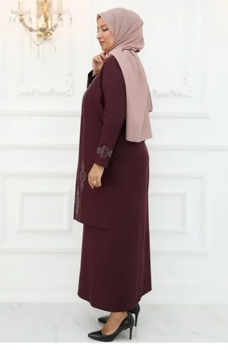 Amine Hüma Sedef Abendkleid Weinrot 3001