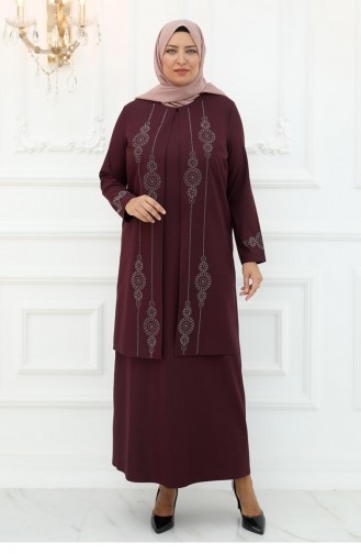 Amine Hüma Sedef Abendkleid Weinrot 3001