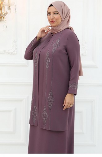 Amine Hüma Sedef Abendkleid Getrocknete Rose 3002