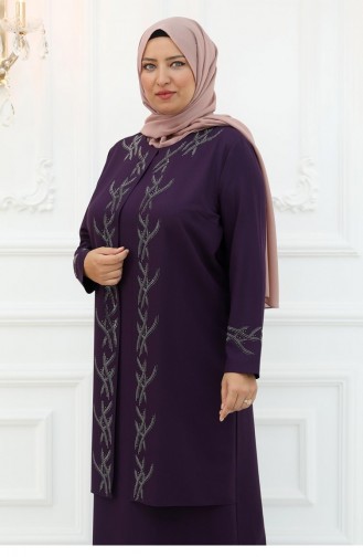 أمينة هوما زليخة فستان سهرة بنفسجي 3032