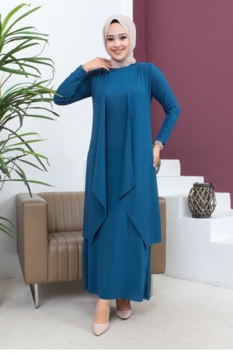 Asymmetrischer Hijab-Anzug Indigo 0062MP.ING