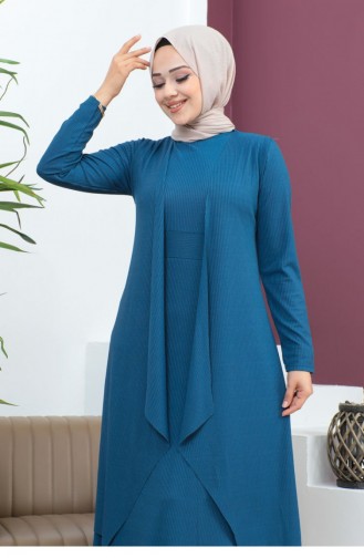 Asymmetrischer Hijab-Anzug Indigo 0062MP.ING